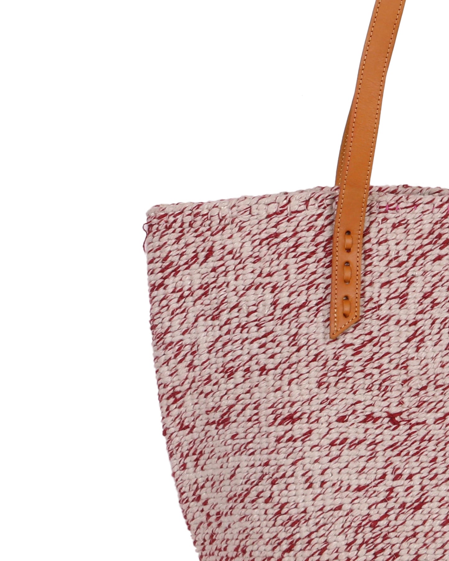 KESI: Handwoven Red and White Wool Tote Bag