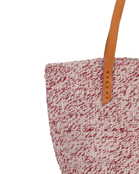 KESI: Handwoven Red and White Wool Tote Bag