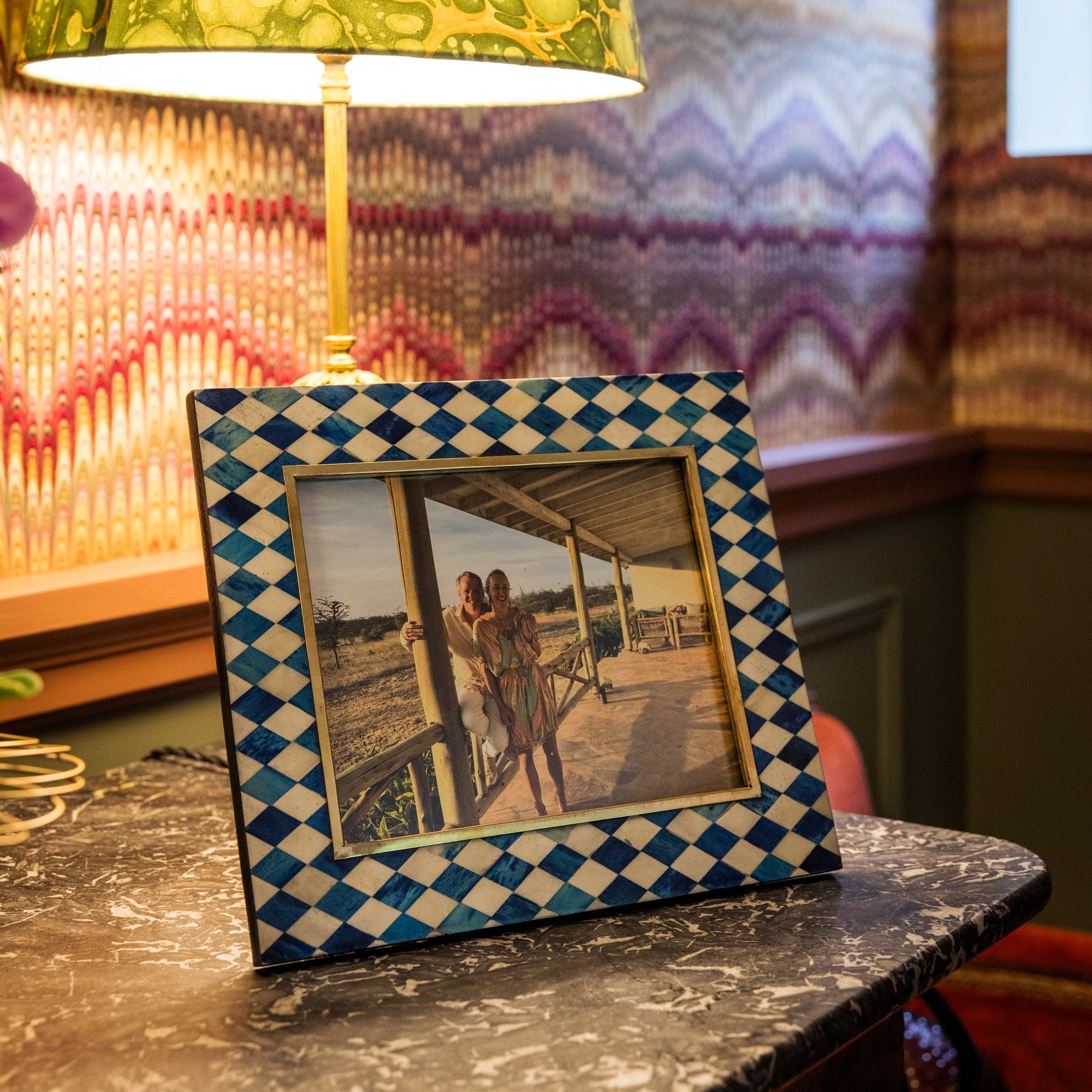 Large Photo Frame | Blue & White | Harlequin