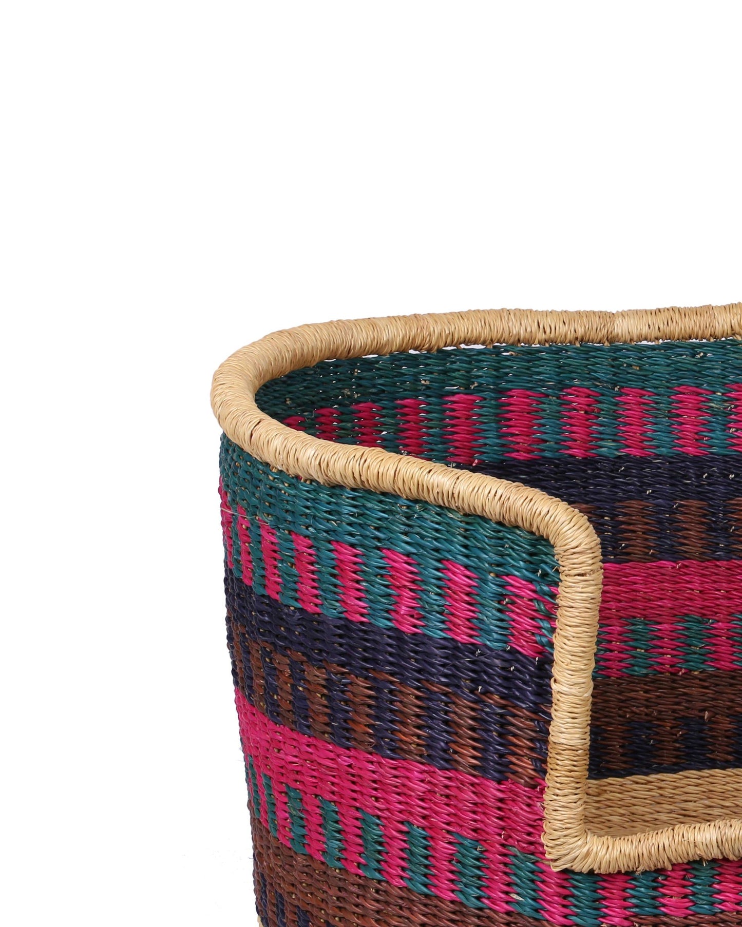 AFUNUMU: Aqua, Pink and Brown Dog Basket - Large