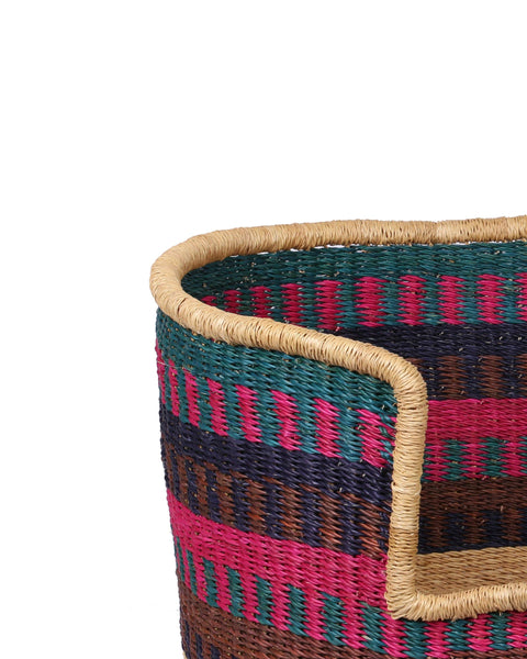 AFUNUMU: Aqua, Pink and Brown Dog Basket - Large