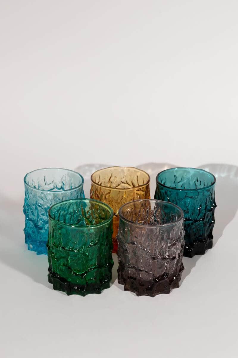 ‘Textured Bark’ Tumblers by Geoffrey Baxter, set of 5