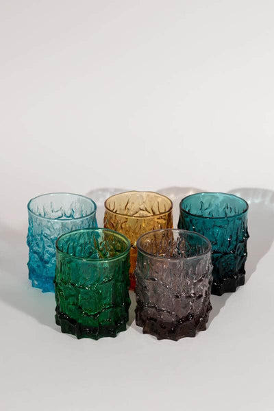 ‘Textured Bark’ Tumblers by Geoffrey Baxter, set of 5