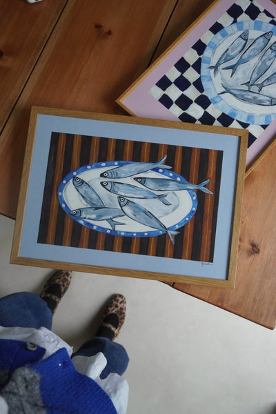 Fish on Stripe Print
