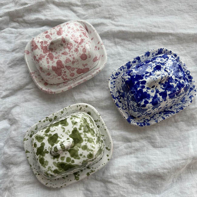 Mini Pink Splatter Butter Dish