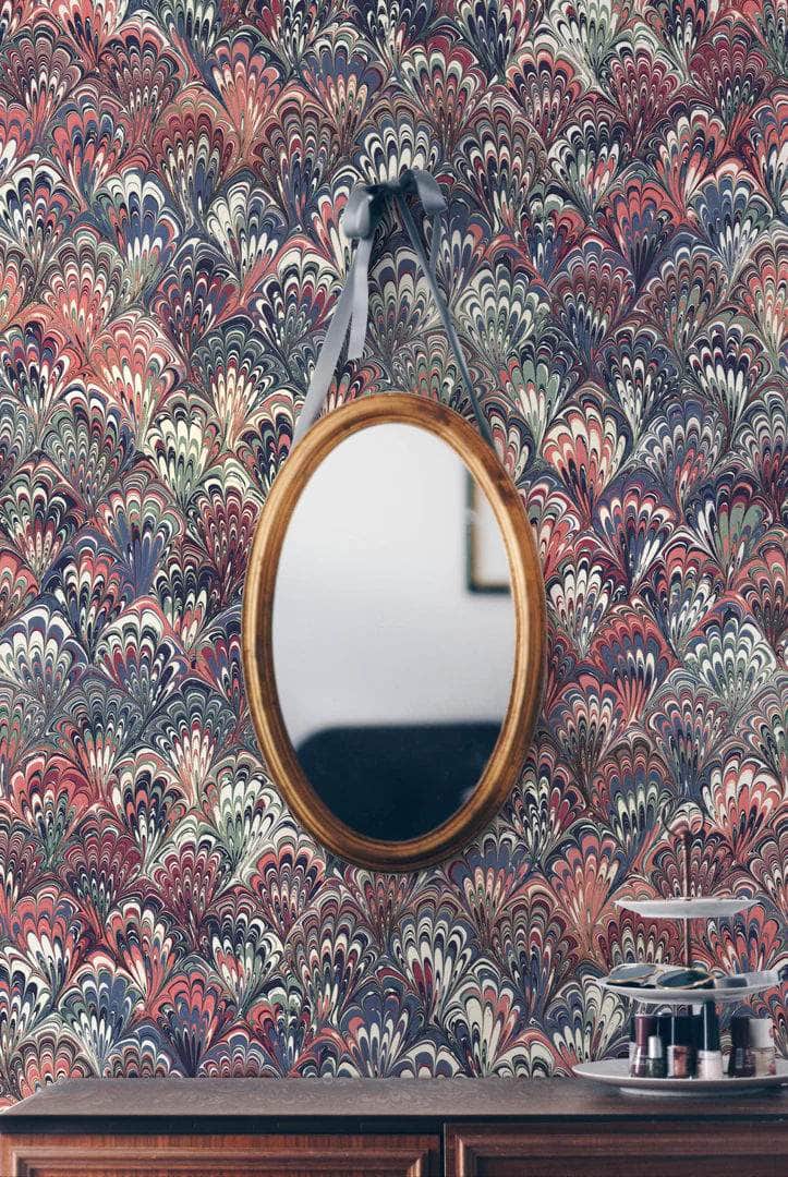 Marbled Wallpaper - 'Serpentine' Col: Summer- Mica Coated Non-Woven