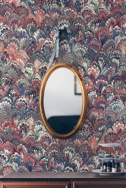 Marbled Wallpaper - 'Serpentine' Col: Summer- Mica Coated Non-Woven