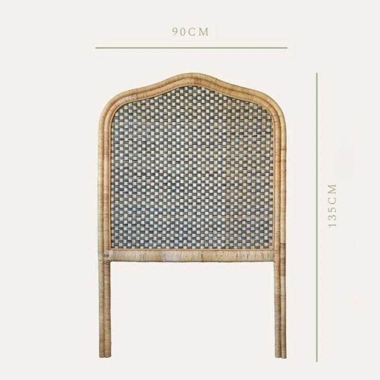 Single Rattan Headboard - Blue