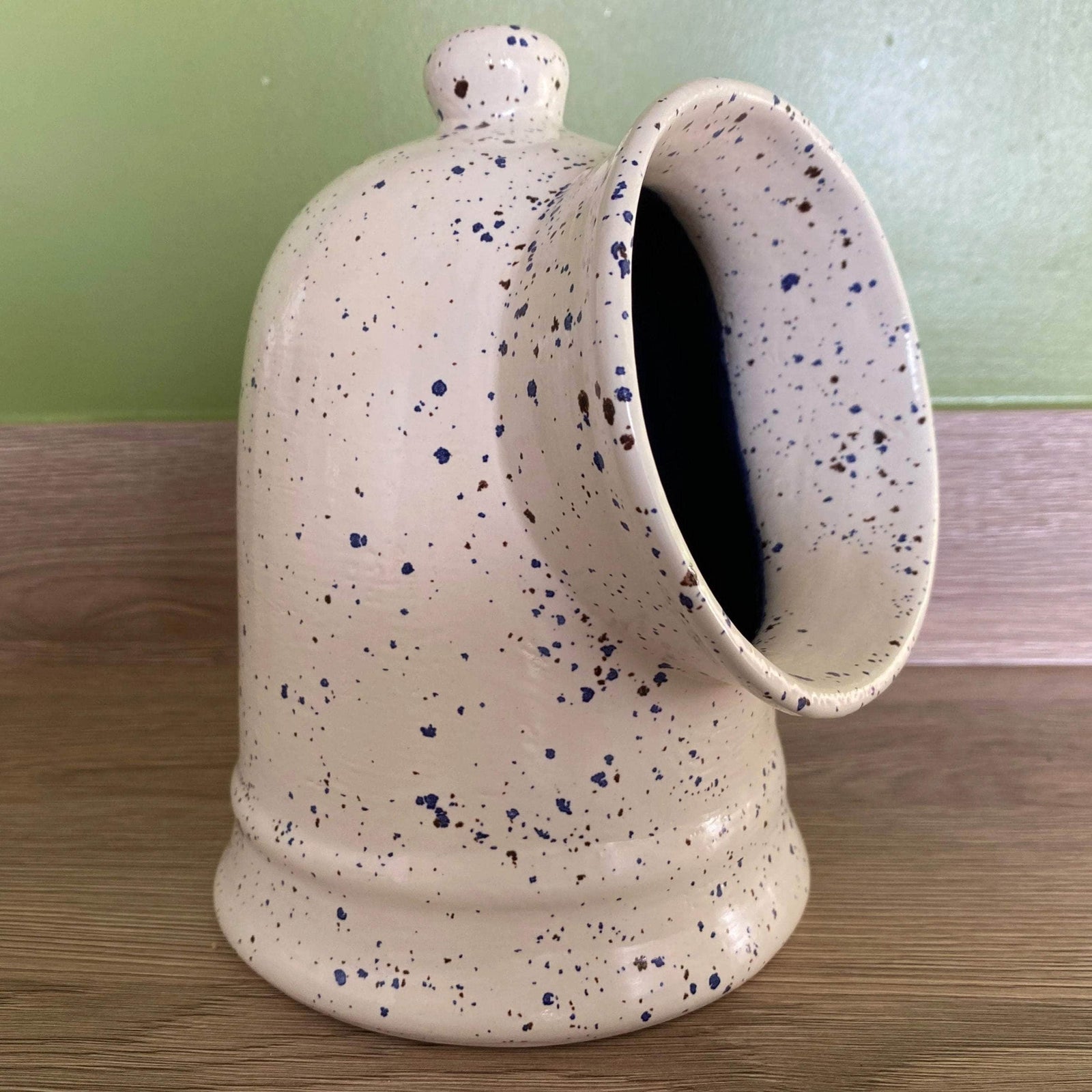 Salt Pig Speckled Blue and White Glaze