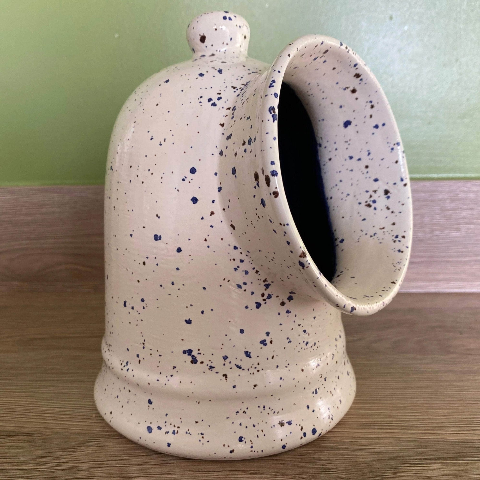 Salt Pig Speckled Blue and White Glaze
