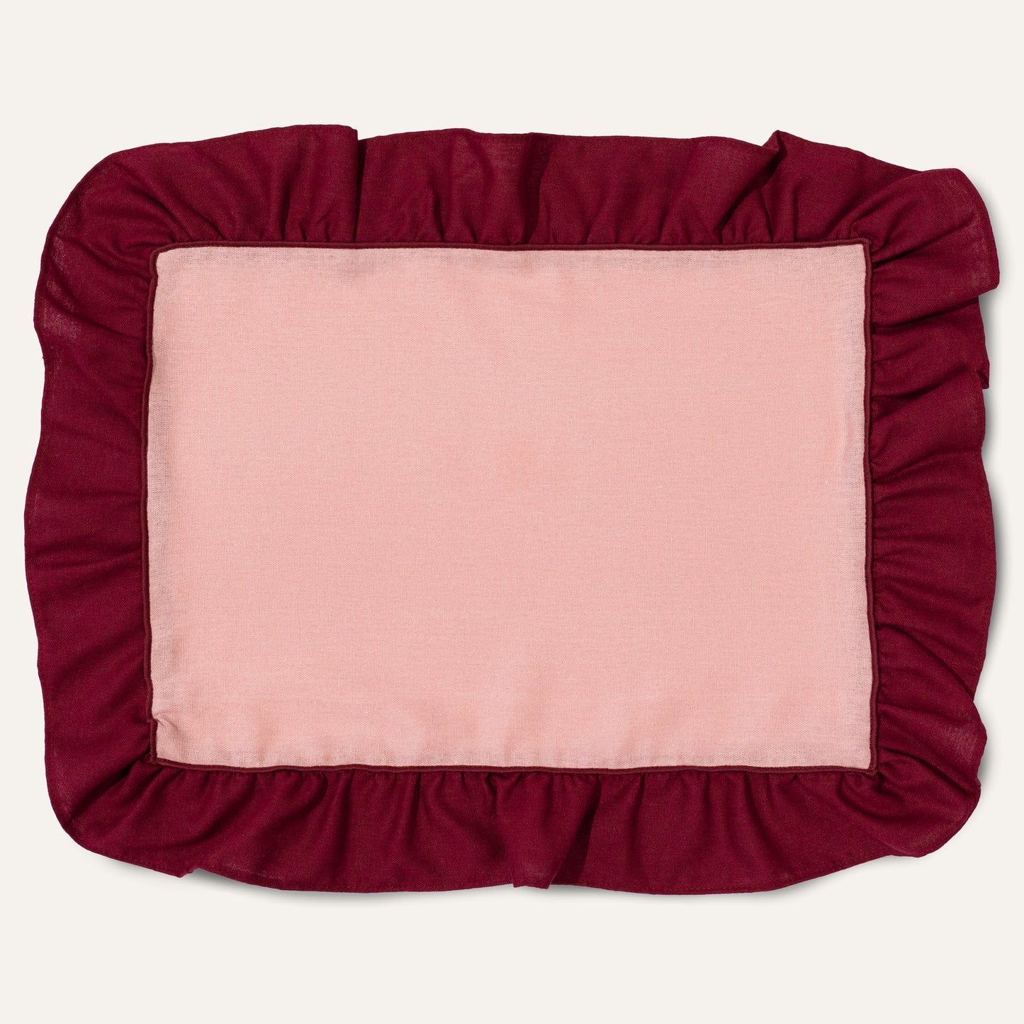 Placemats Set (2) Ruffle Cherry/Rose