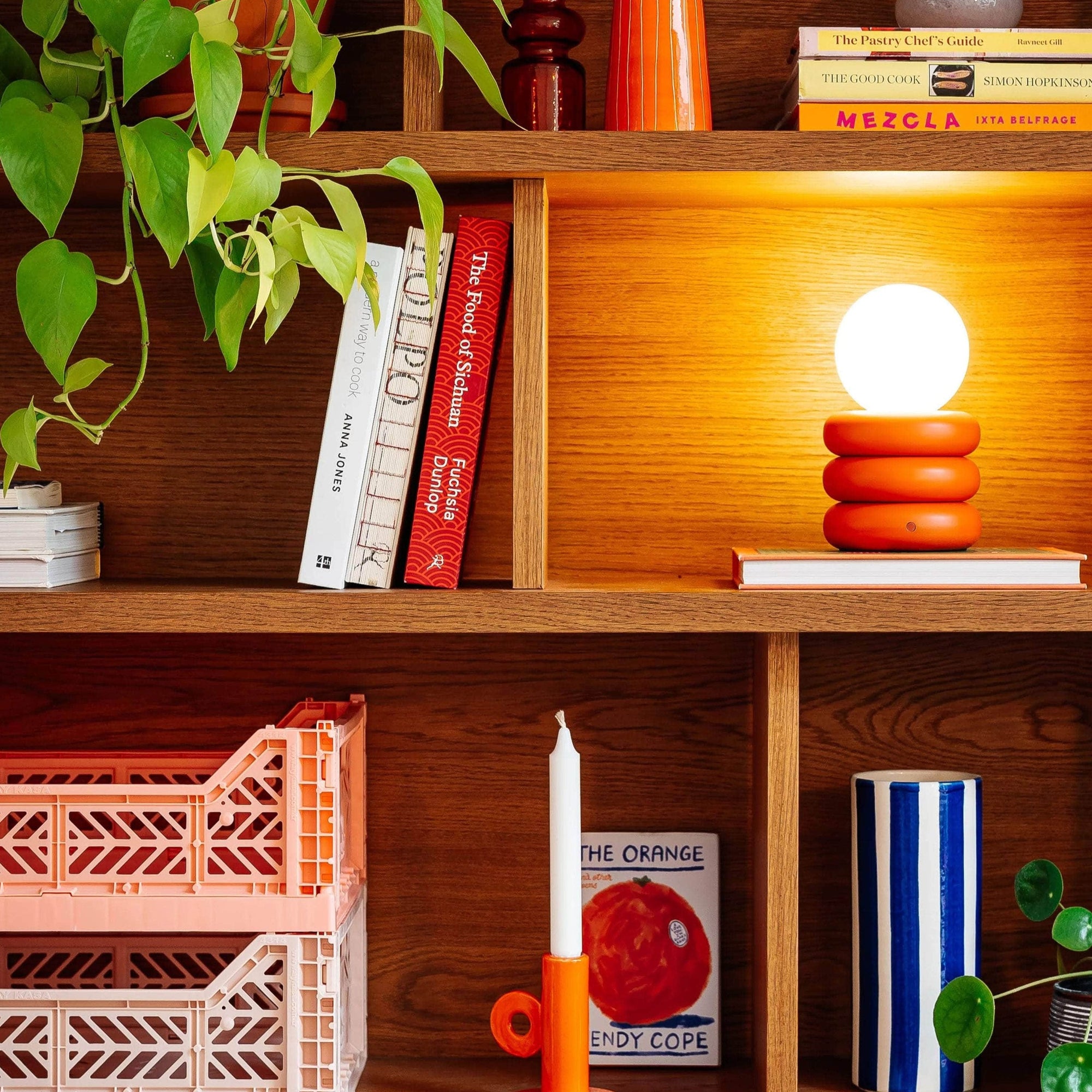 Peel orange cordless table lamp