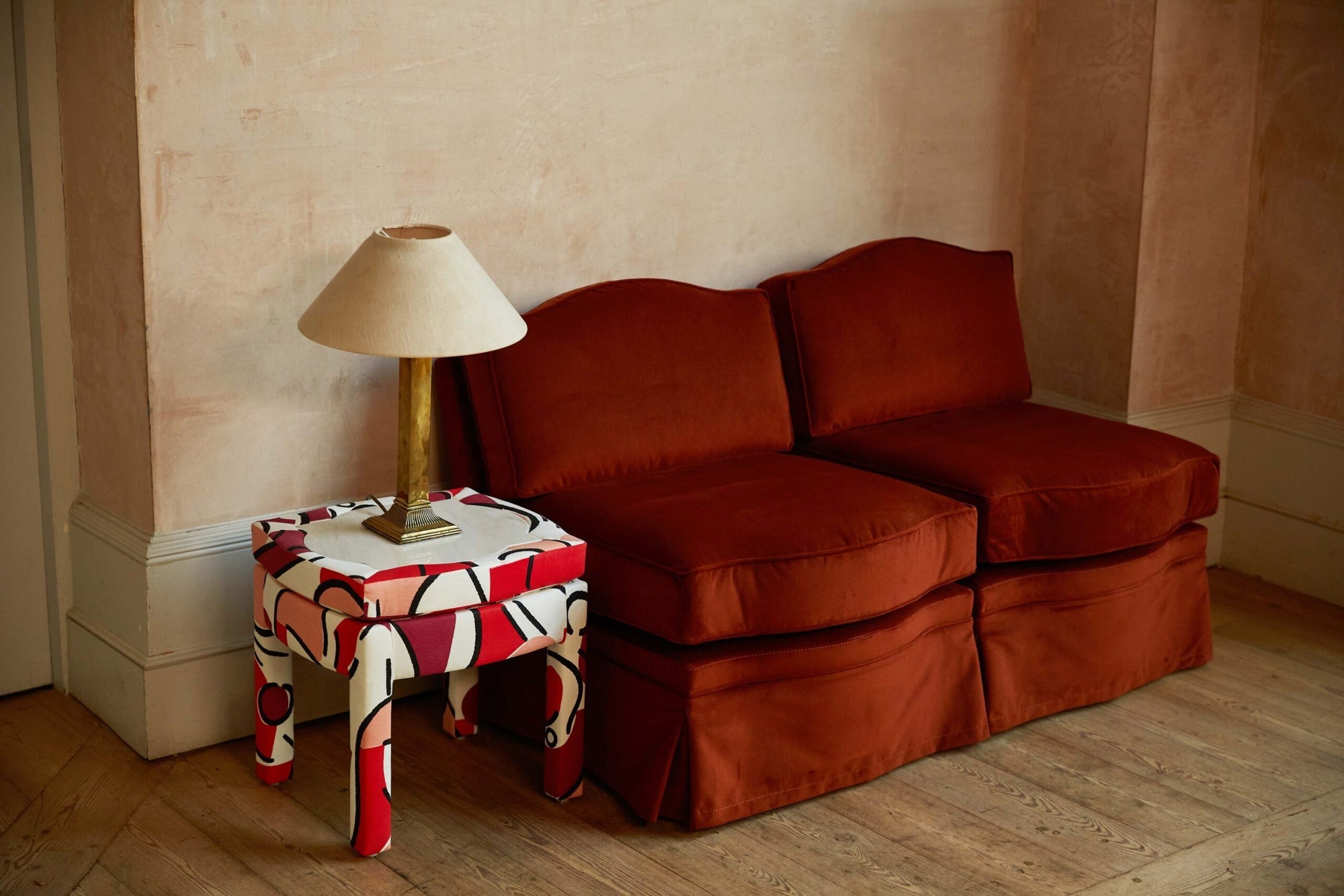 Piero Footstool, Cinnamon Velvet