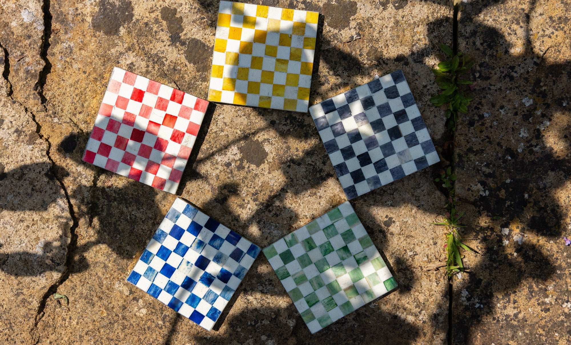 Coasters | Inlay Chequered| Multi Coloured