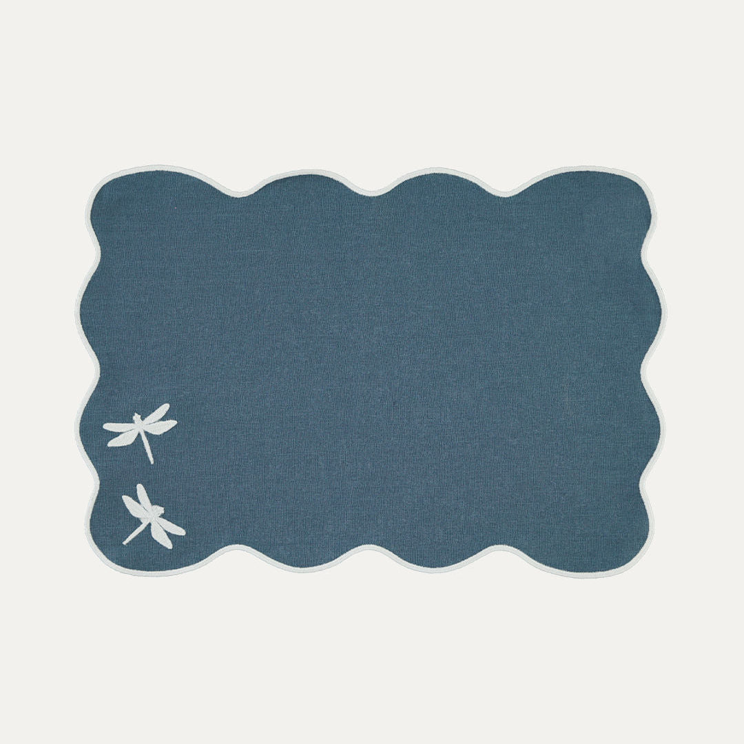Libelinhas IEA Placemat, Blue with White – Stain-Resistant