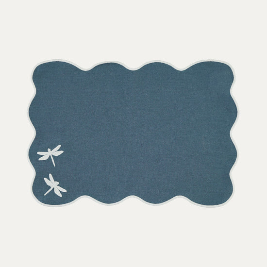 Libelinhas IEA Placemat, Blue with White – Stain-Resistant