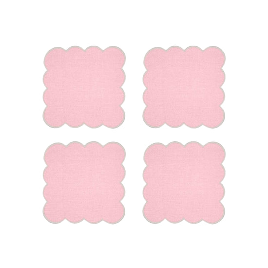 Zero-Waste Scalloped Linen Cocktail Napkins Bubblegum Pink - Set of 4