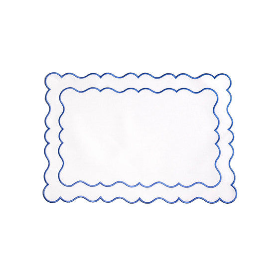 Ondulado Placemat, White with Blue