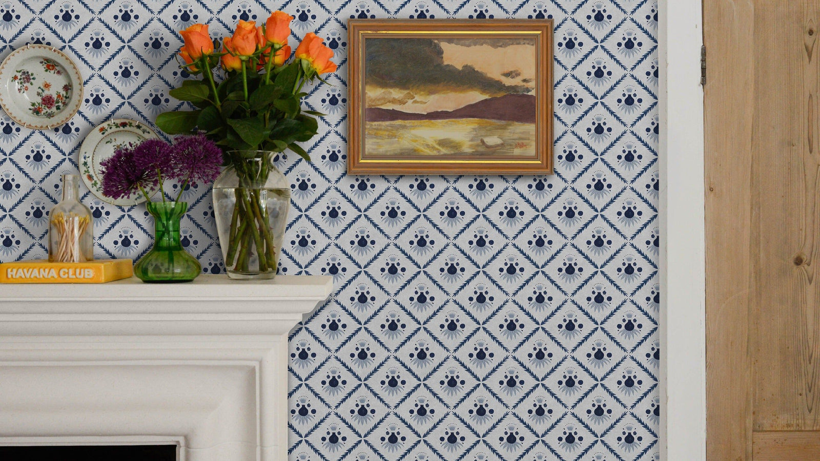 Pome Wallpaper, Oxford Blue, Roll