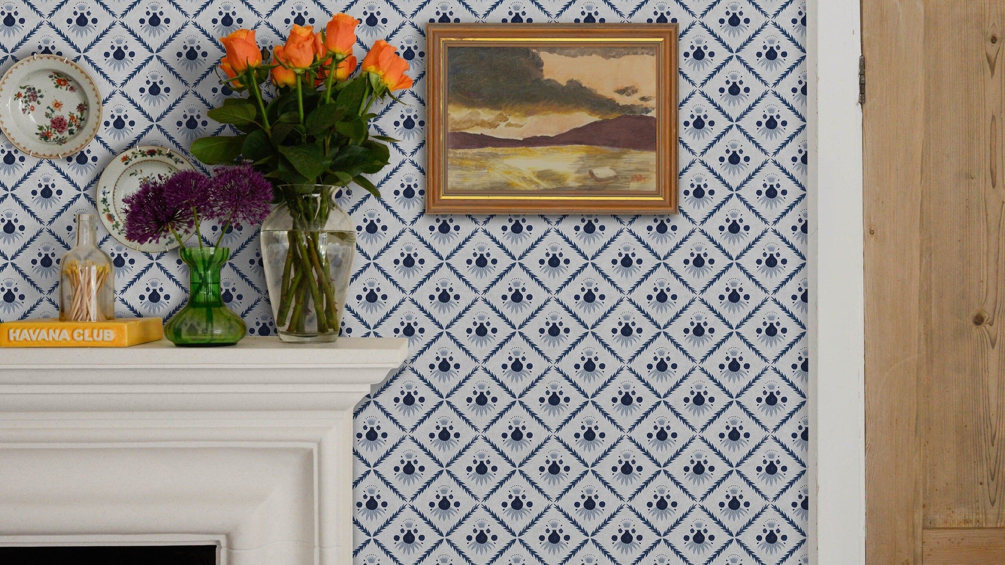 Pome Wallpaper, Oxford Blue, Roll
