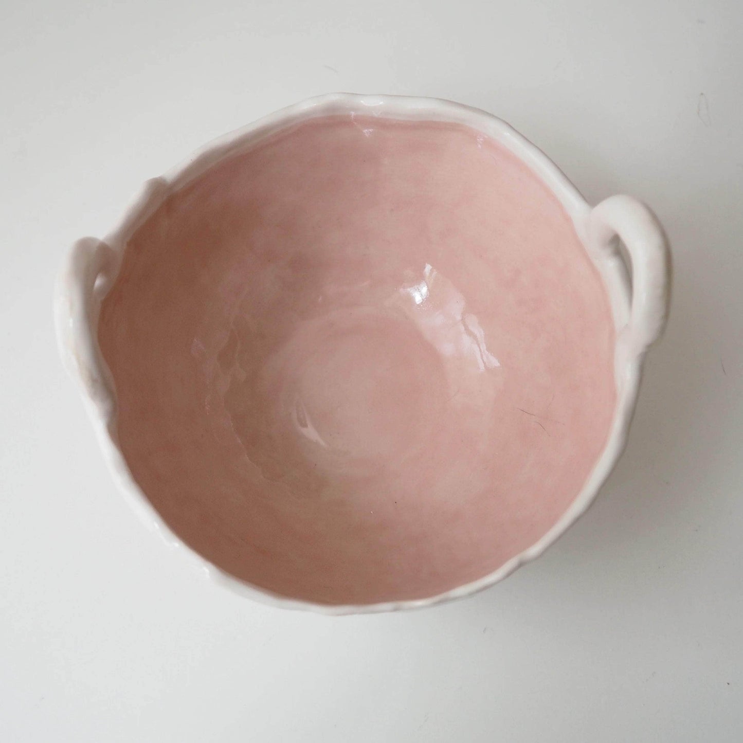 Handmade Pastel Pink and White Ceramic Bowl