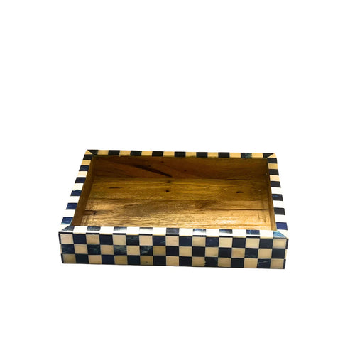 Rectangular Inlay Tray | Small | Blue | Chequered