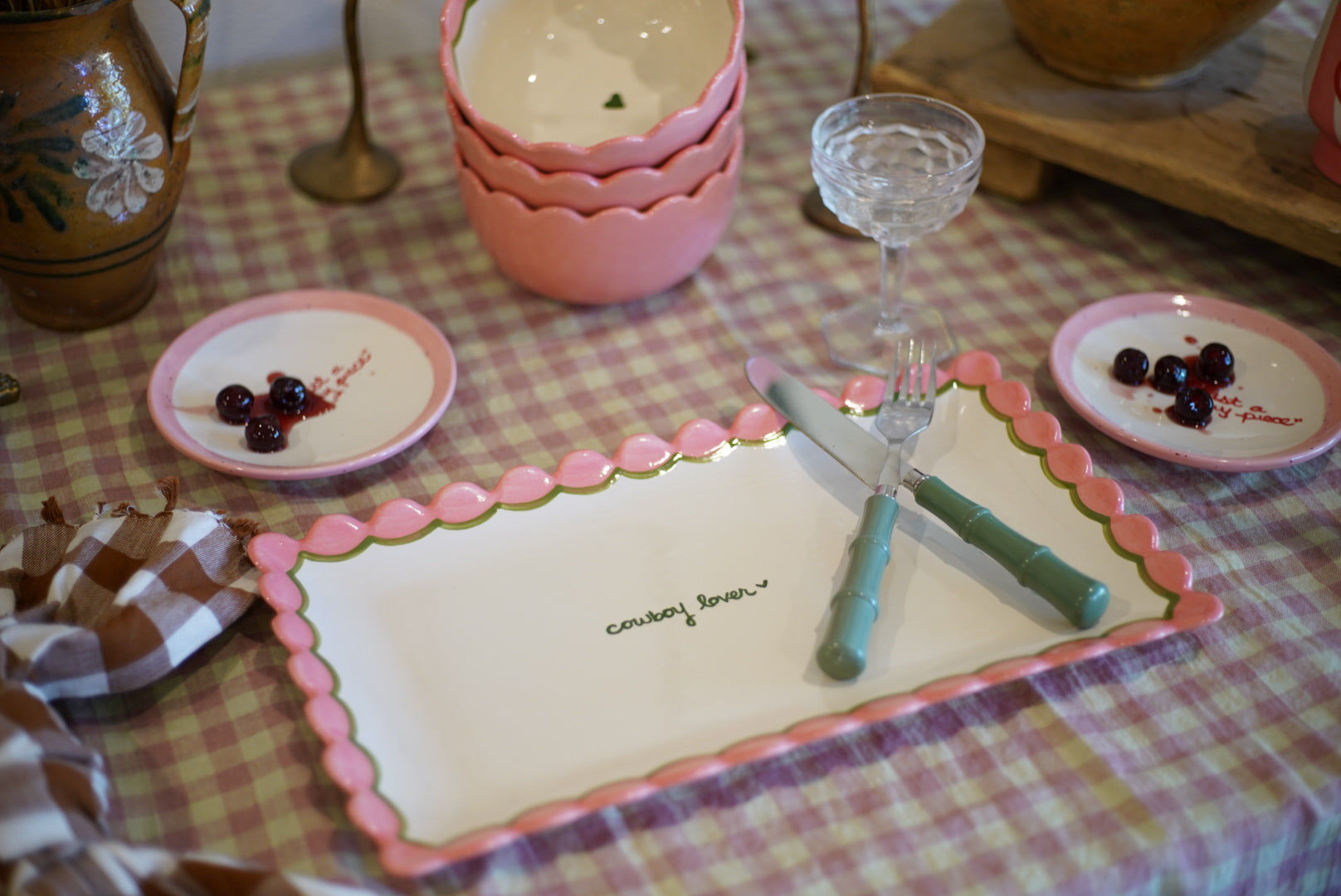 Hand-painted “cowboy lover” Scalloped Tray