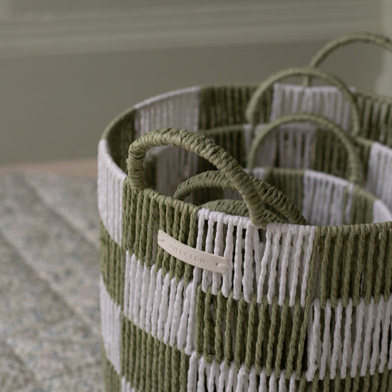 Checkerboard Storage Basket Small - Sage