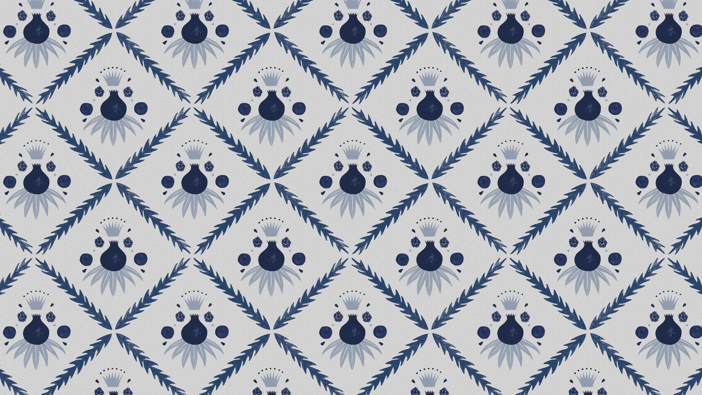 Pome Wallpaper, Oxford Blue, Roll