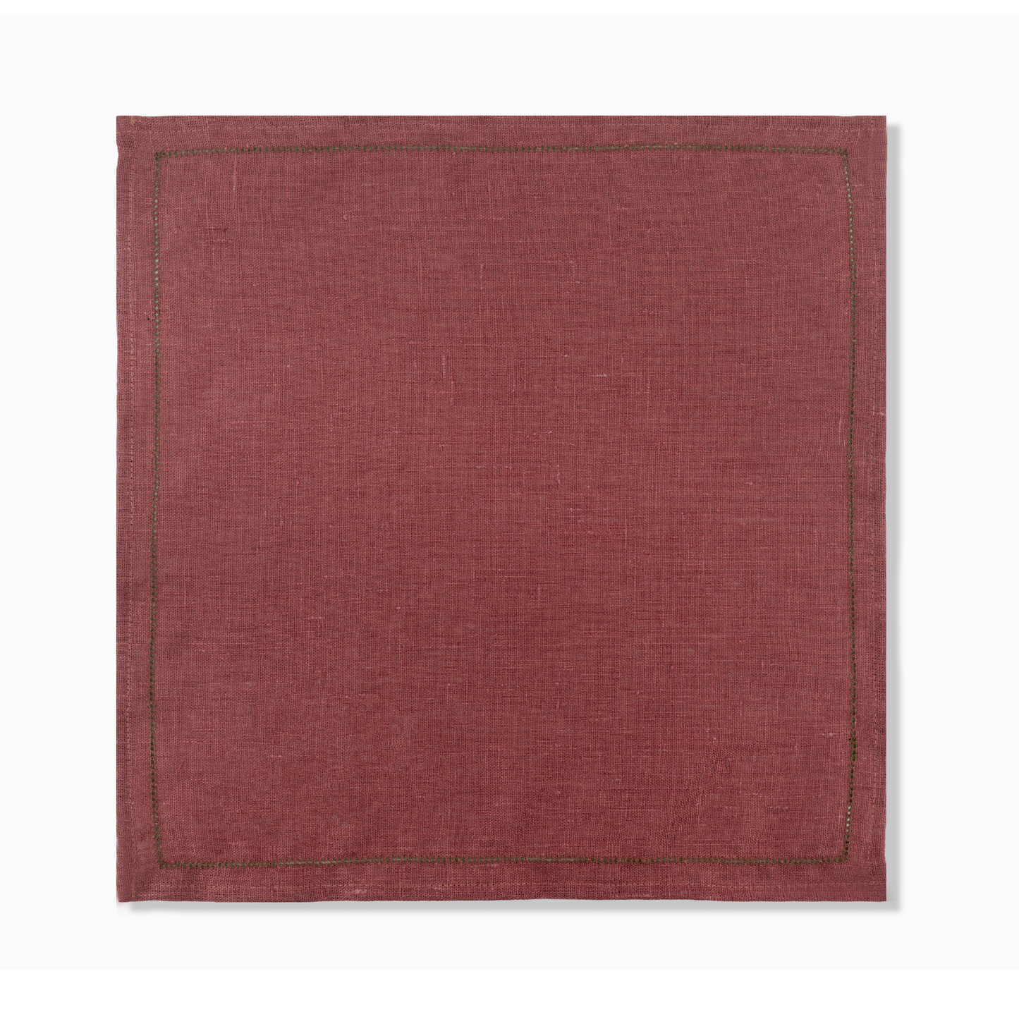 Set of 6 Personalised Marsala Napkins with Fern Green Hemstitch