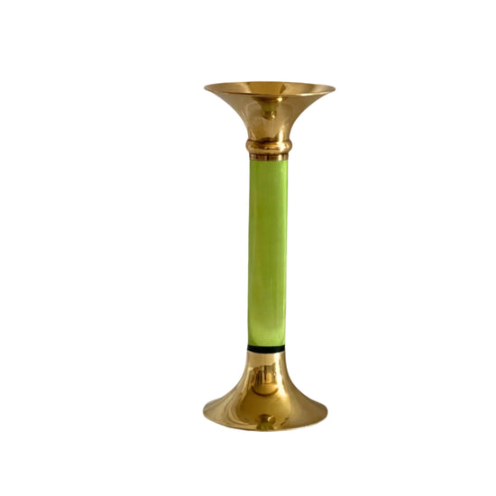 Brass and Acrylic Candleholder | Large | Green