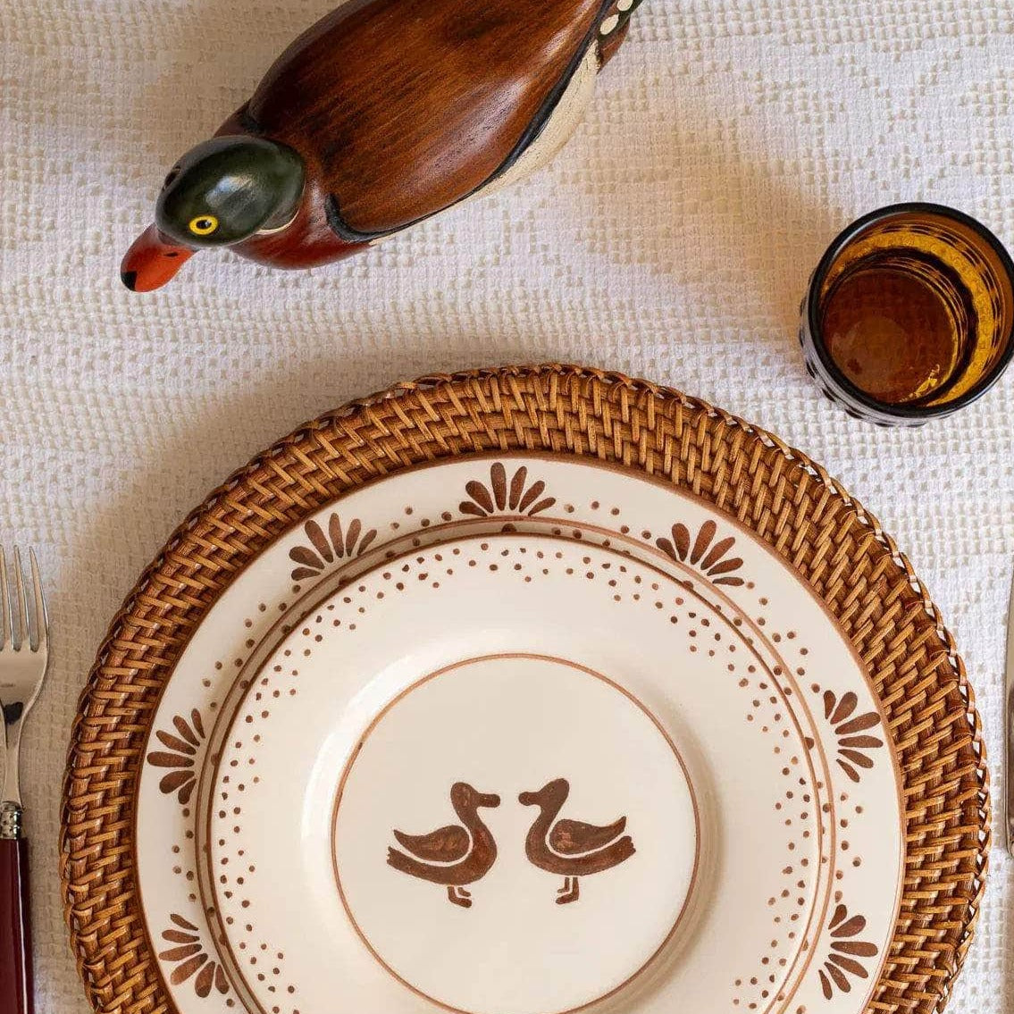 Patos (Ducks) Hand-Painted Dessert Plate