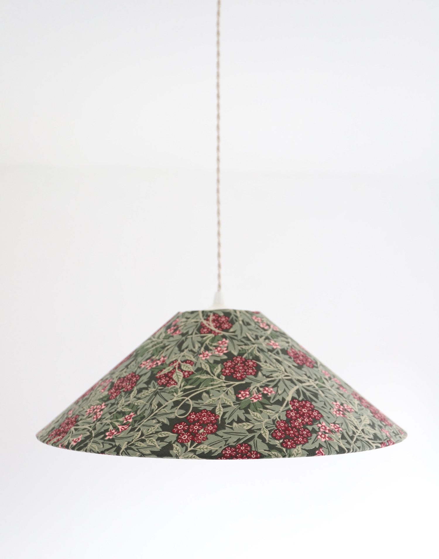 Vintage Trapeze Pendant Light with Floral Print