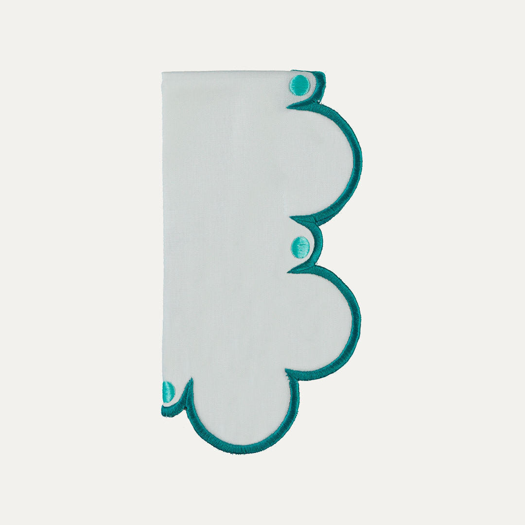Viana Napkin, White with Turquoise Blue