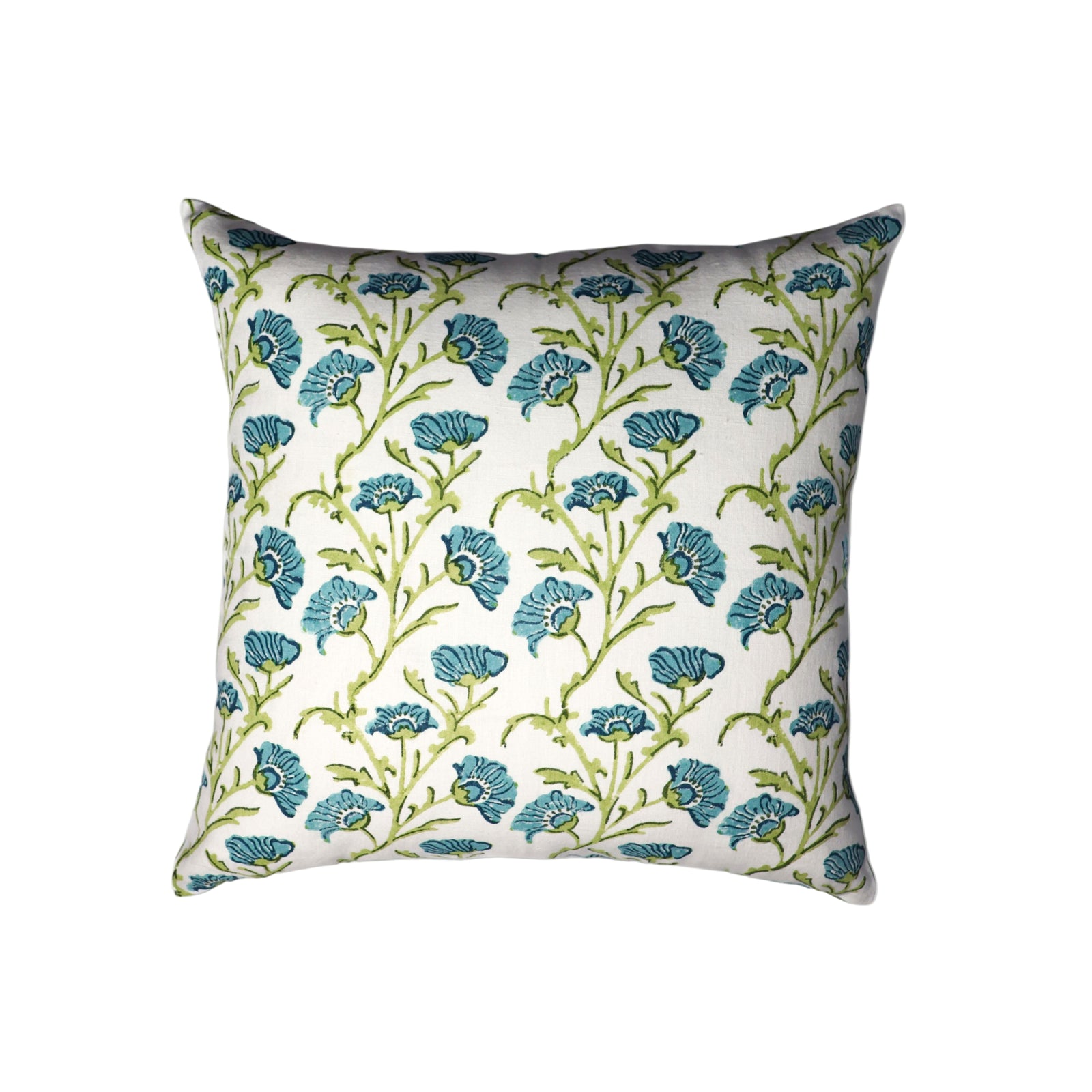 Bella Throw Pillow Cover - Olive Green & Blue
