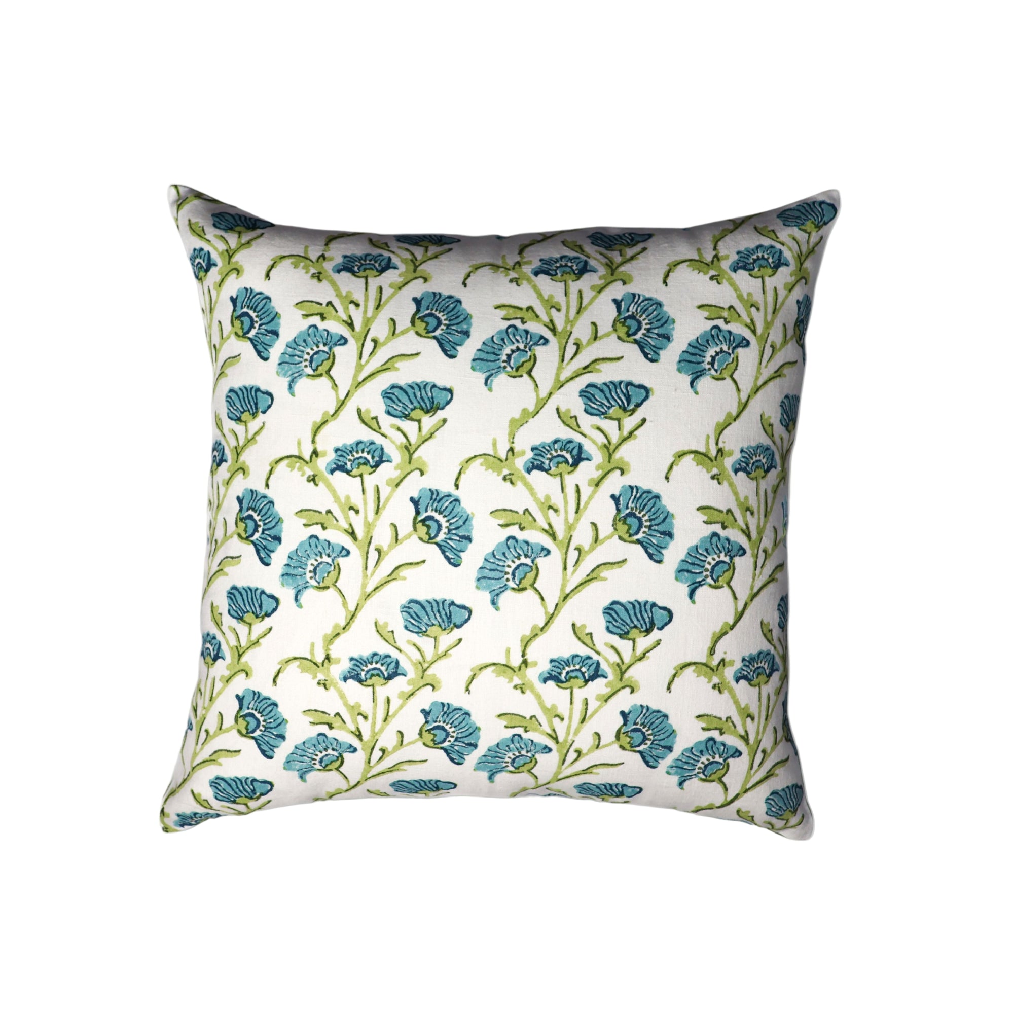 Bella Throw Pillow Cover - Olive Green & Blue