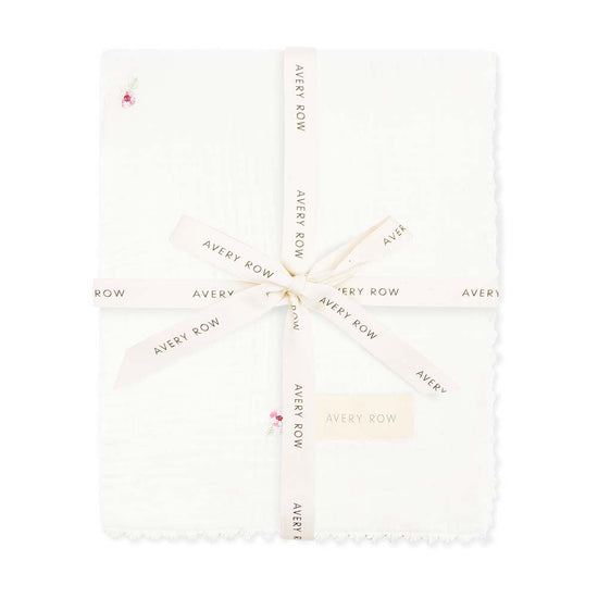 Embroidered Muslin Blanket - Anemone