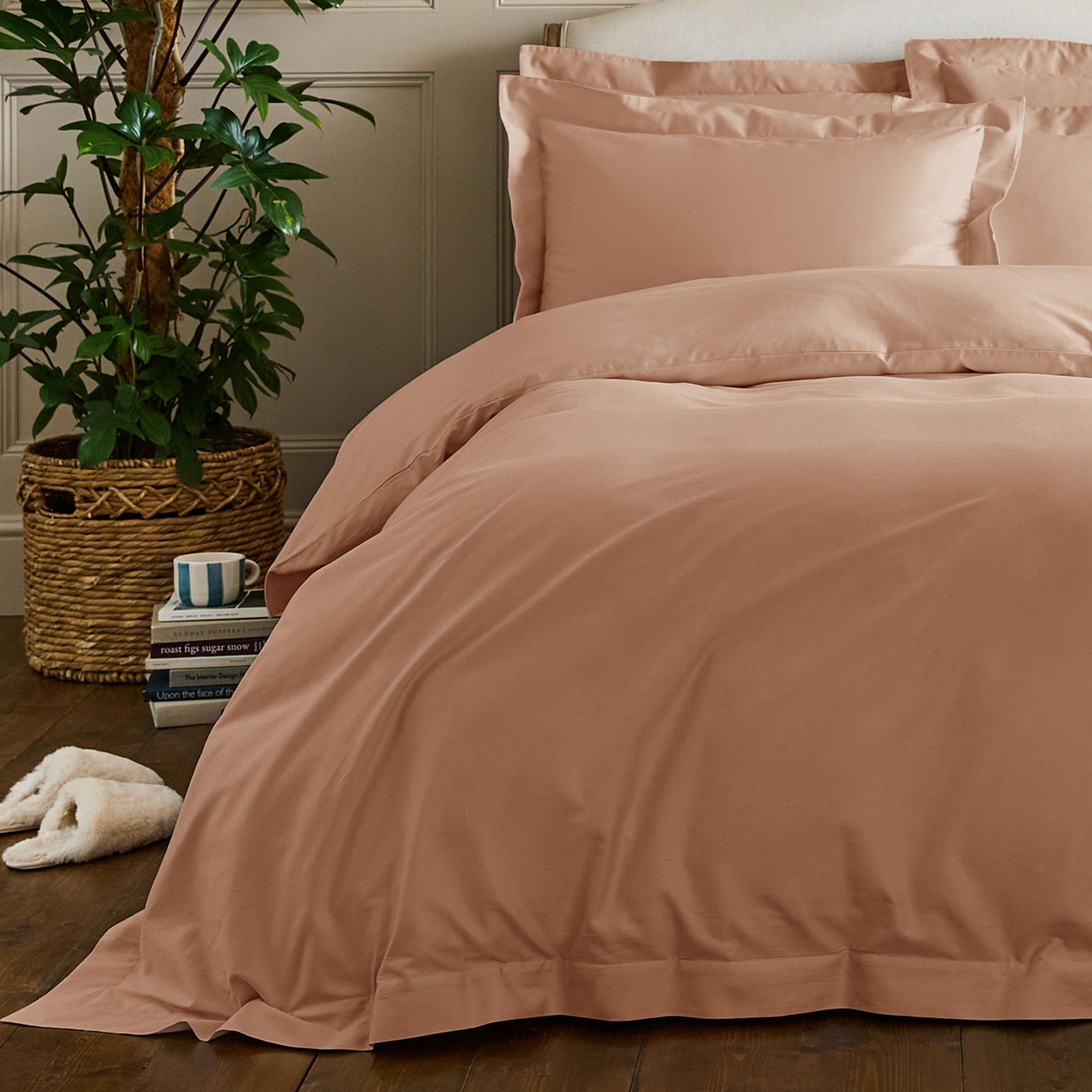 Luxury Organic Cotton Clay Pink Edged Duvet Cover
