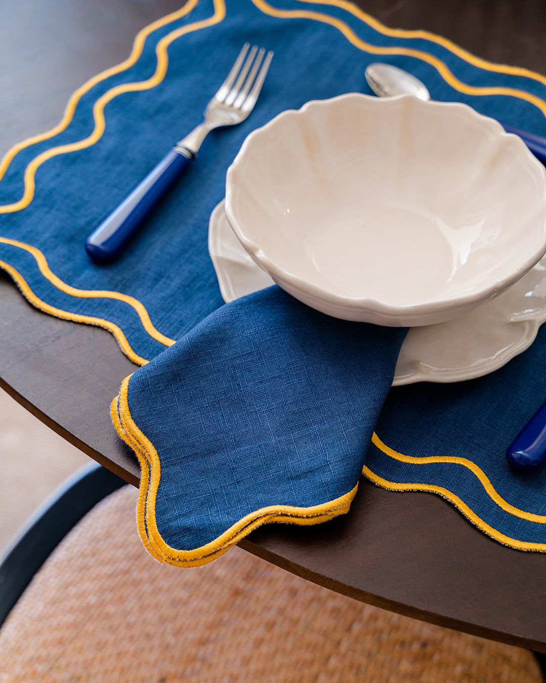 Beja Napkin, Blue with Yellow