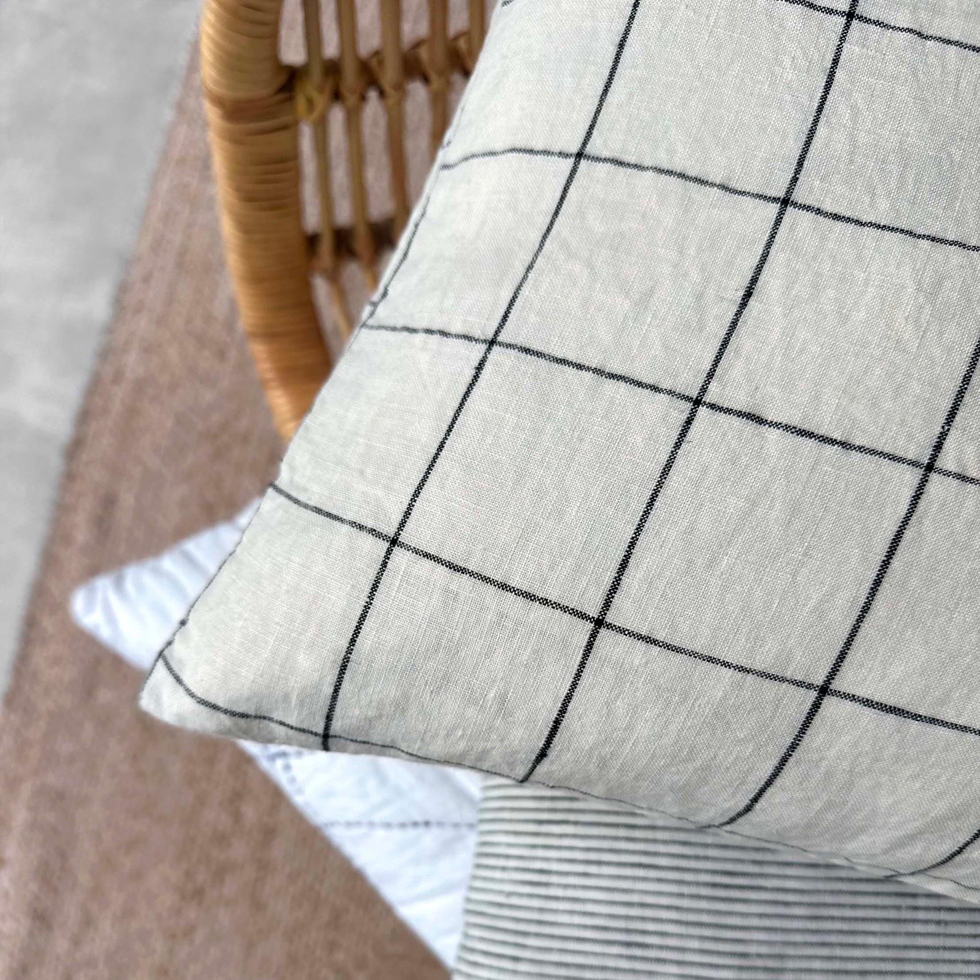 Miller Linen Cushion Check Square - OEKO-TEX Certified