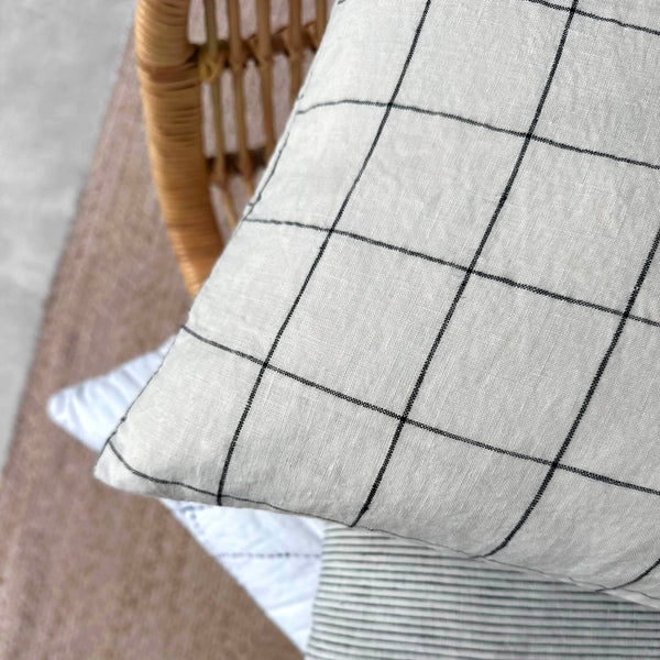 Miller Linen Cushion Check Square - OEKO-TEX Certified