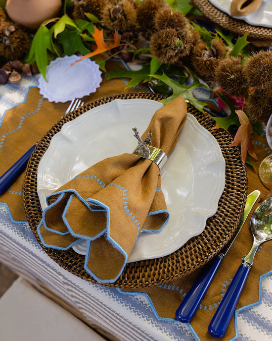 Alba Napkin, Brown with Light Blue