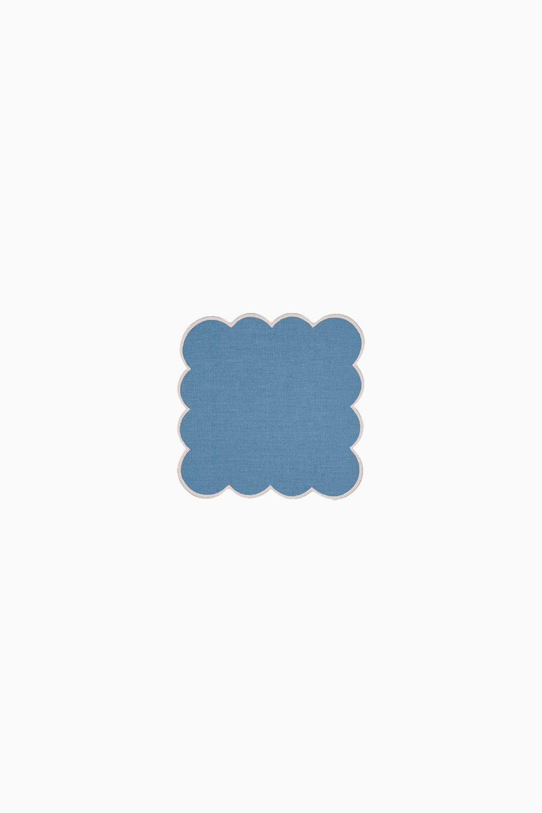 Zero-Waste Scalloped Linen Cocktail Napkins Poppy Blue - Set of 4