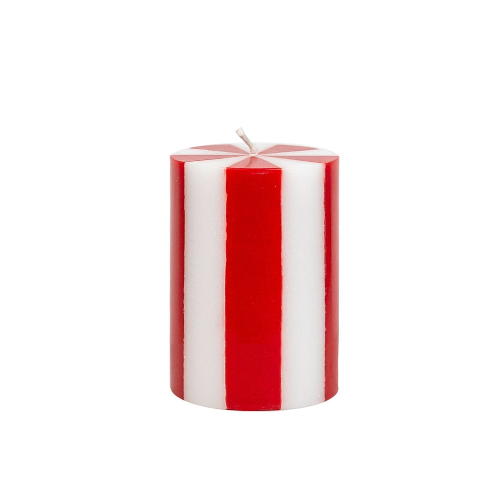 Small Pillar Candle - Bright Red / White
