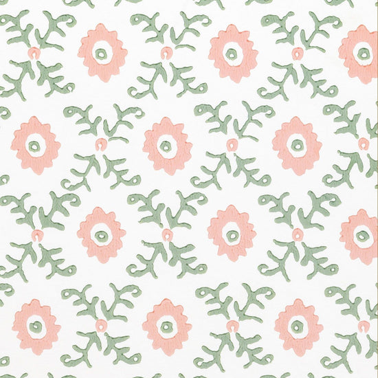 Folk Flower Wallpaper - Pink / Green