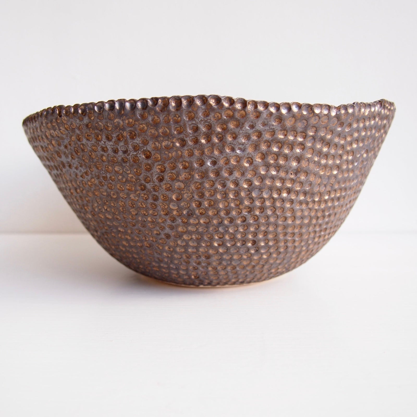 Handmade Large Turquoise and Gold Ceramic Fruit Bowl