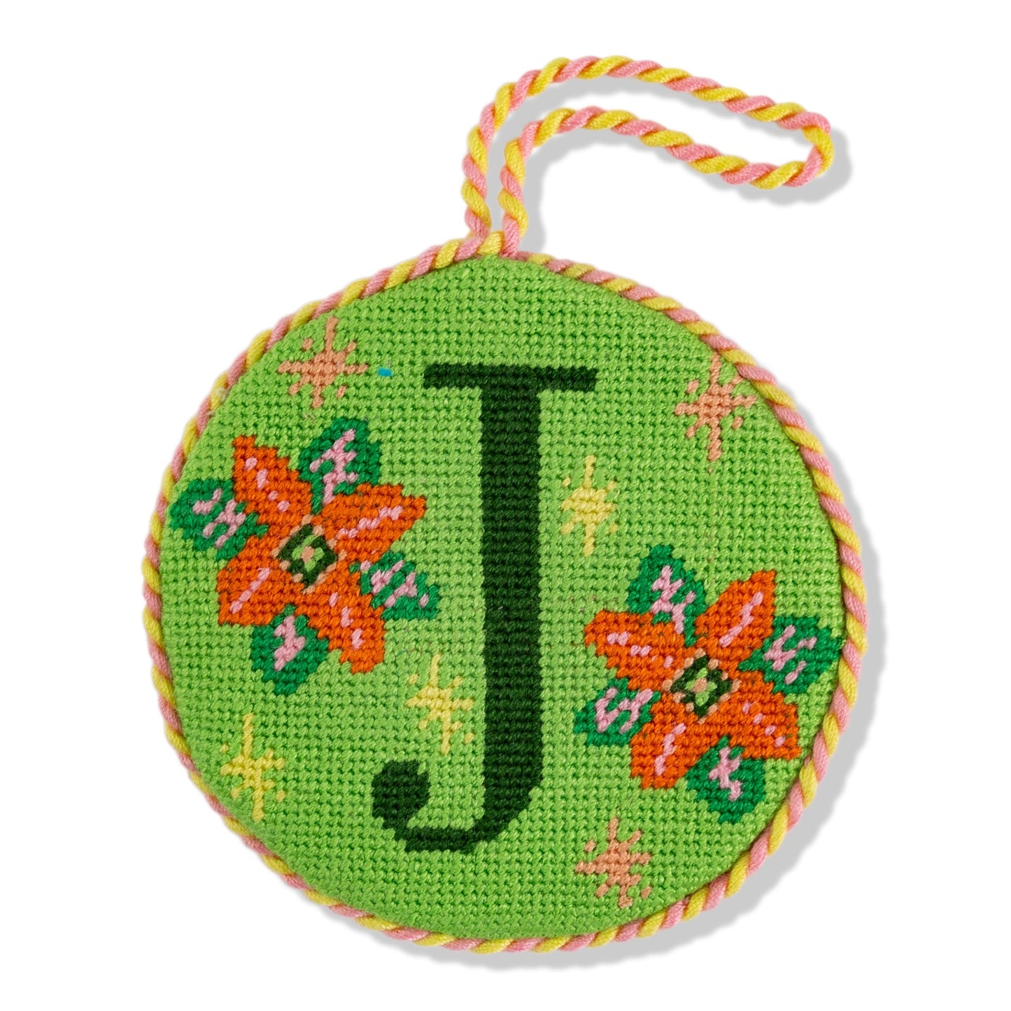Needlepoint Monogram Ornament - J
