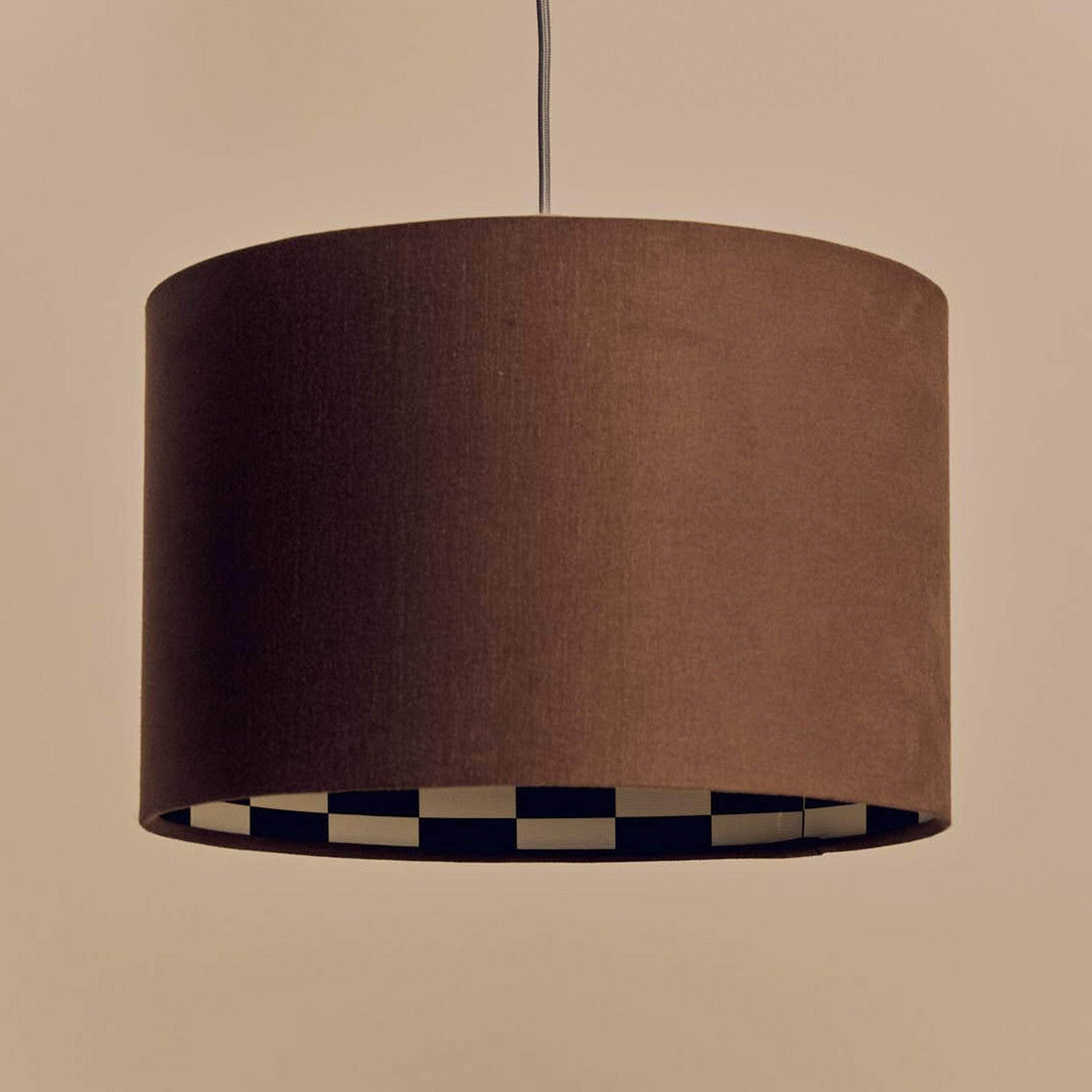 Bark Brown Checkered Drum Shade