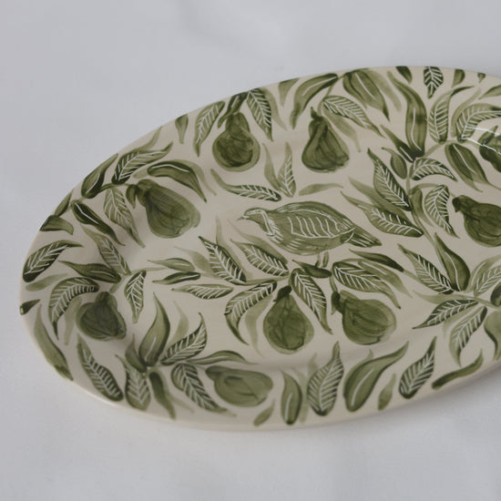 Partridge in a Pear Tree Sgrafitto Hand Painted Platter 04