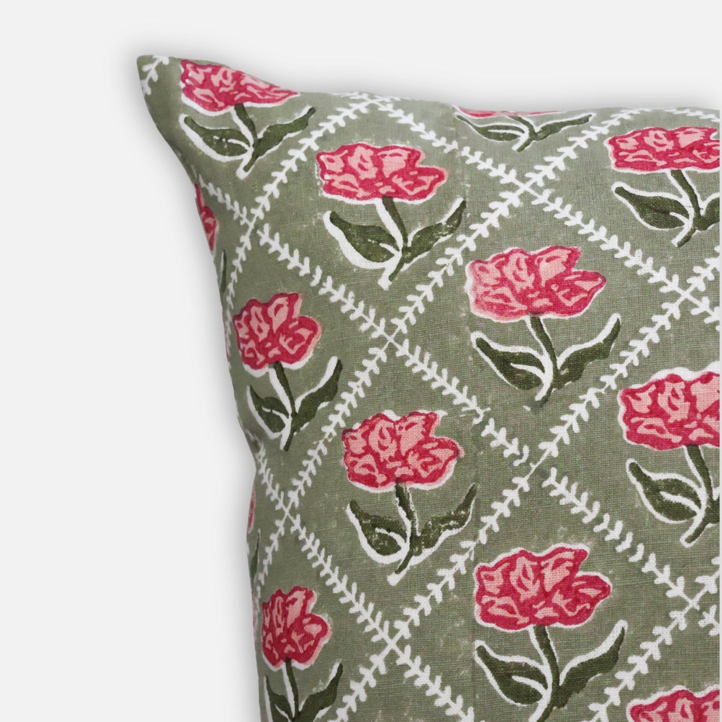 Noor Throw Pillow Cover - Olive & Pink